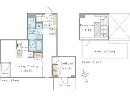 ブリリアイスト西麻布霞町 BRILLIA IST 西麻布霞町(1LDK/3階)の間取り写真