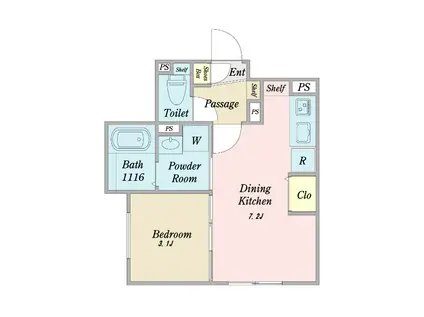 LUORE池下(1DK/4階)の間取り写真