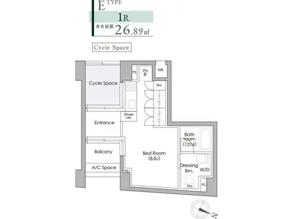 プライムガーデン駒沢大学(ワンルーム/7階)の間取り写真