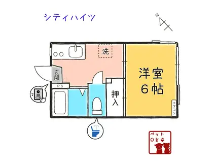 シティハイツ(1K/1階)の間取り写真