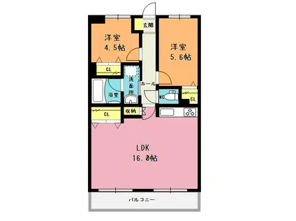 レーベンハイム桶川ビューステージ(2LDK/1階)の間取り写真