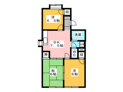 サントピア野口(3DK/1階)の間取り写真
