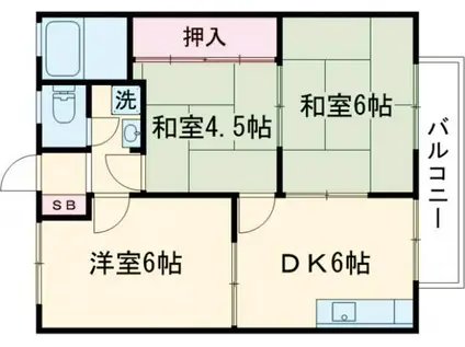 ハイツタケナカ B棟(3DK/2階)の間取り写真