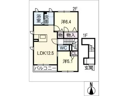 シャルムメゾン向山三ノ輪 C棟(2LDK/2階)の間取り写真