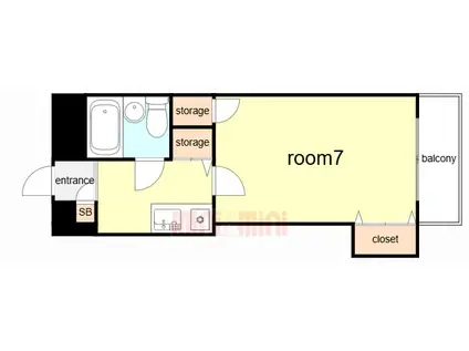 須磨パークアヴェニュー(1K/2階)の間取り写真