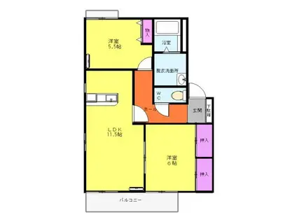 ハピネス21(2LDK/1階)の間取り写真