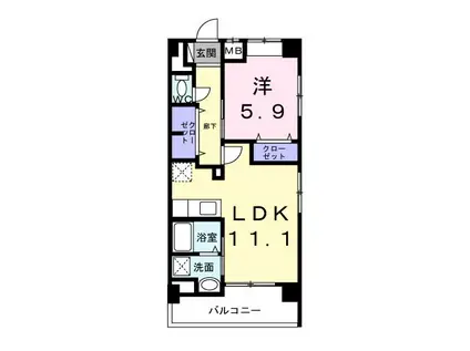 リュミエール宮里(1LDK/3階)の間取り写真