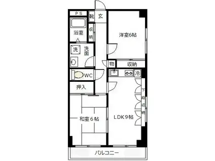 パークハイツ緑町(2LDK/3階)の間取り写真