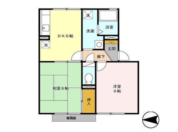セジュール初根(2DK/1階)の間取り写真