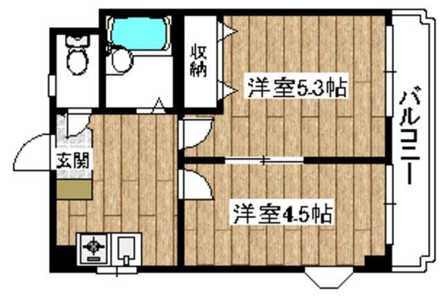 エンジェリ津之江(2DK/3階)の間取り写真