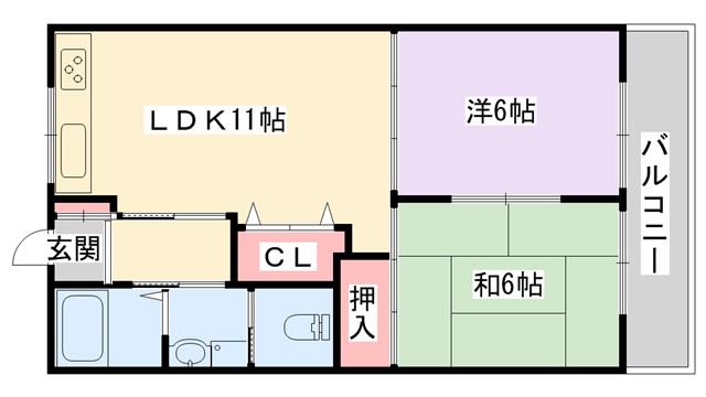 NO1香里ニューハイツ(2LDK/1階)の間取り写真