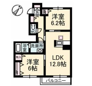 シャーメゾン ラ・フルール(2LDK/1階)の間取り写真