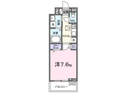 ソレイユ(1K/1階)の間取り写真