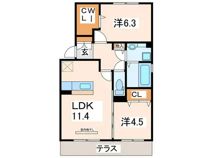 グランユニティー(2LDK/1階)の間取り写真