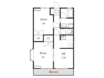 SECRET BASE(2DK/2階)の間取り写真