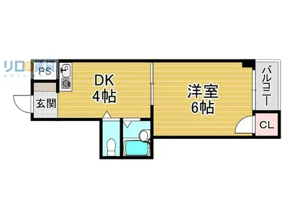マンション常磐I(1DK/1階)の間取り写真