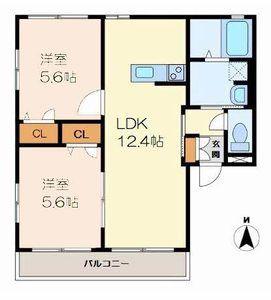 リッチンコートII(2LDK/2階)の間取り写真