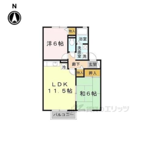 グランドゥールⅠ(2LDK/2階)の間取り写真