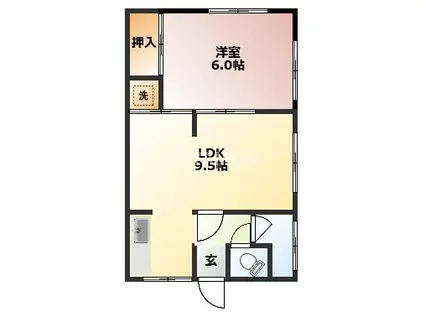 PEACE HOME 白木(1LDK/1階)の間取り写真