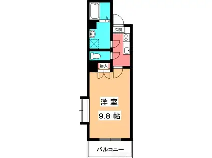 ヴィラサウス持田(1K/4階)の間取り写真