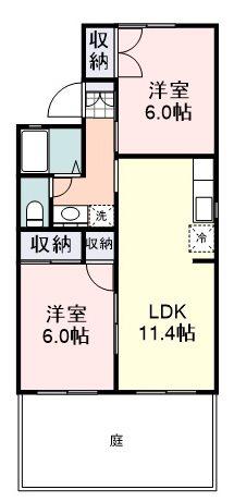 セジュール八坂北(2LDK/1階)の間取り写真