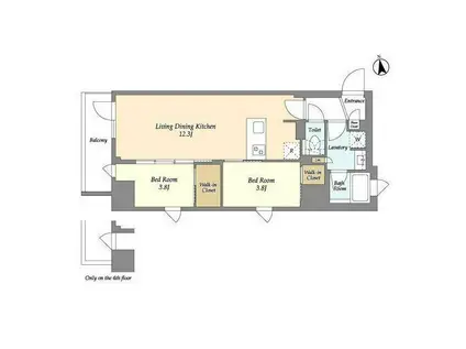 アイフラット品川戸越パークサイド(2LDK/4階)の間取り写真