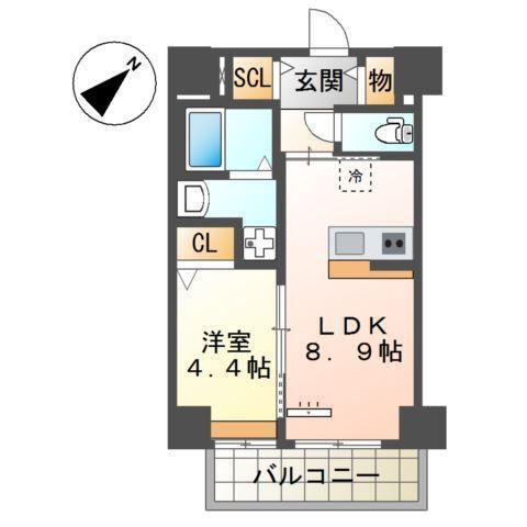 セラヴィ箱崎(1LDK/8階)の間取り写真