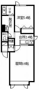 XROOM(1LDK/2階)の間取り写真