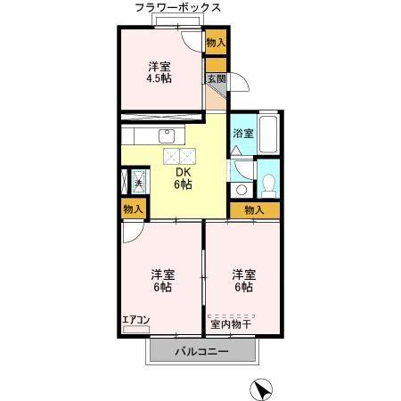 ファーストターフ鎌取B(2LDK/1階)の間取り写真