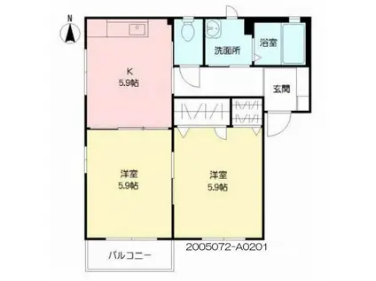 ファミール琴平(2K/2階)の間取り写真