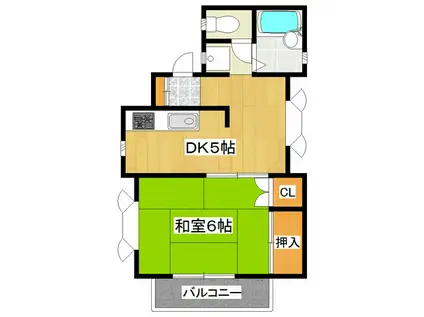 ハイキャッスル(1DK/2階)の間取り写真