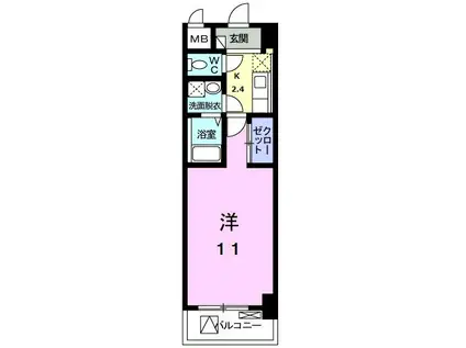 スクエアガーデン生田(1K/3階)の間取り写真