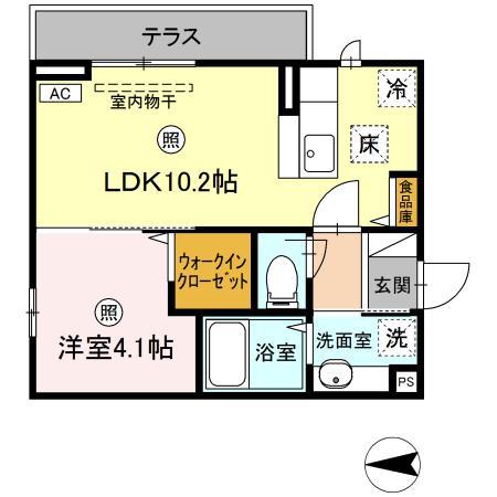 グレイスコート(1LDK/1階)の間取り写真