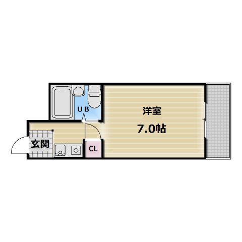ベルハイム栄町(ワンルーム/2階)の間取り写真