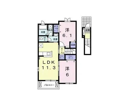 エスポワール・ジェルメ IV(2LDK/2階)の間取り写真