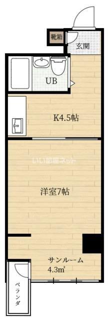 ステラ・コルテ(1SK/3階)の間取り写真