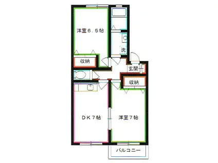 レジデンスモーセ(2DK/1階)の間取り写真