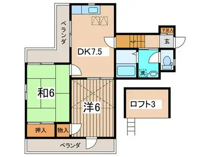 サザンクレスト(2DK/2階)の間取り写真