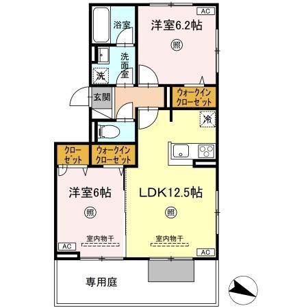D-ROOM原町駅南(2LDK/3階)の間取り写真