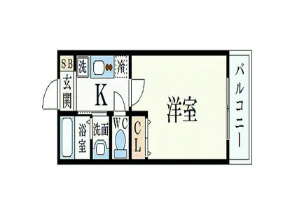 レジディア三宮東(1K/3階)の間取り写真