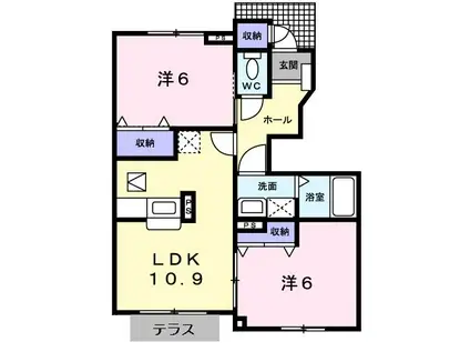 スプレンダーB(2LDK/1階)の間取り写真