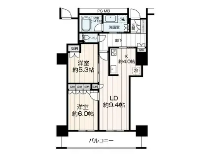 阿波座ライズタワーズフラッグ46(2LDK/4階)の間取り写真