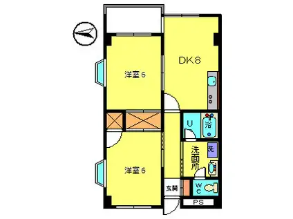 第3彦田マンション(2DK/1階)の間取り写真
