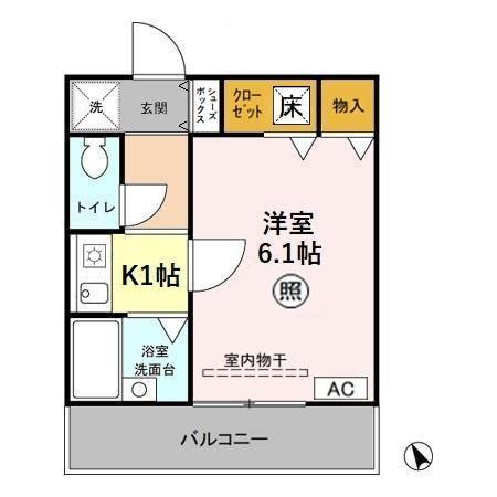 クローカスII(1K/1階)の間取り写真