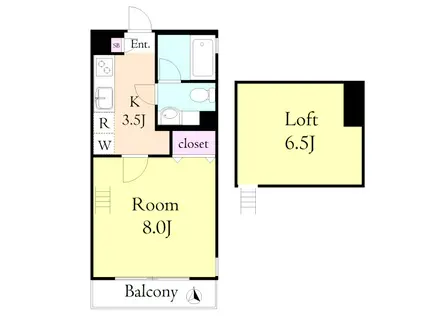 ユーラル昴苑(1K/2階)の間取り写真