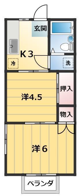 石崎第二ハイツ(2K/1階)の間取り写真