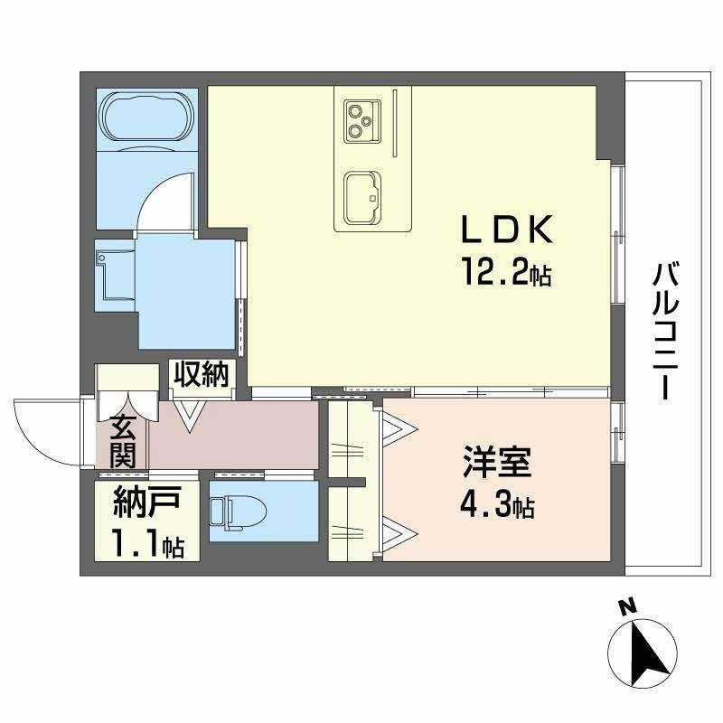 シャーメゾン コア八日町(1LDK/3階)の間取り写真