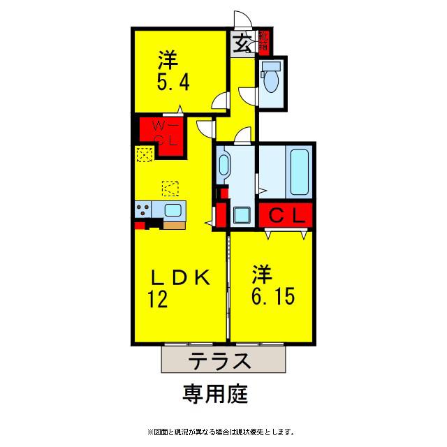 ピエスクレール(2LDK/1階)の間取り写真