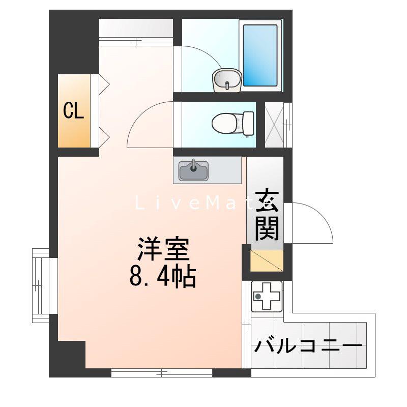 YKハイツ西明石(ワンルーム/4階)の間取り写真