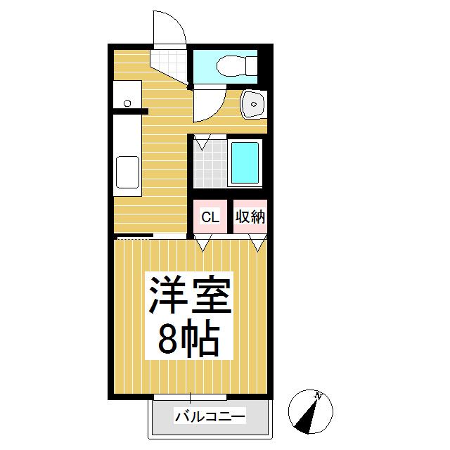 シェソワ常入(1K/1階)の間取り写真